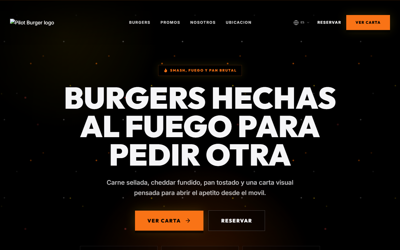 Vista previa de la web de Pilot Burger